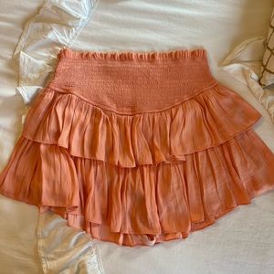 Mustard Seed Smocked Waist Ruffled Skort for Women in Orange - Medium